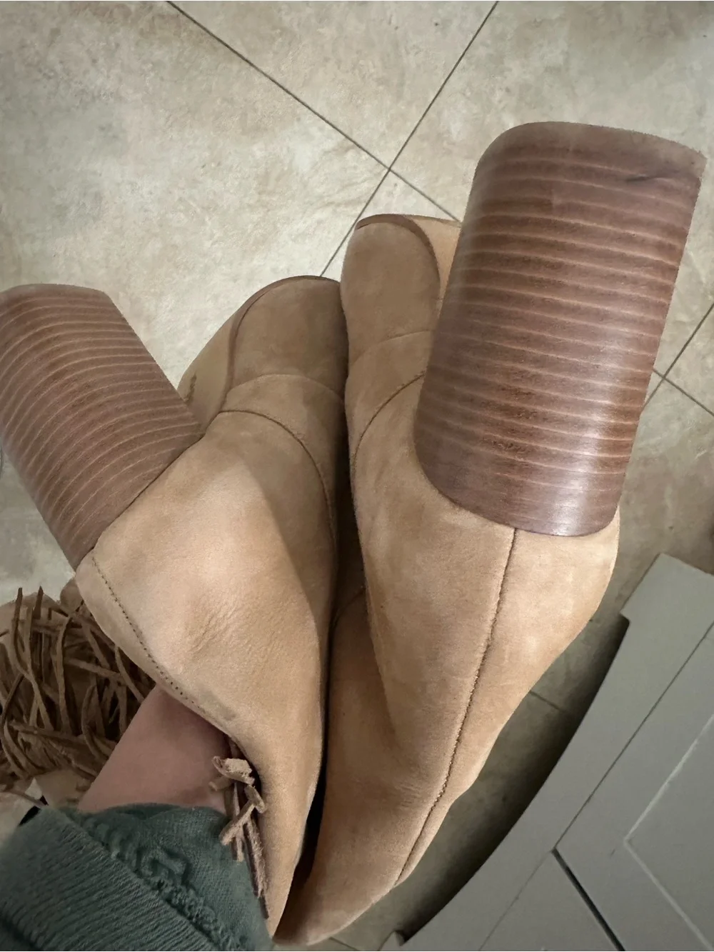 Sam Edelman Fringe Over-the-Knee Boots - Tan Brown